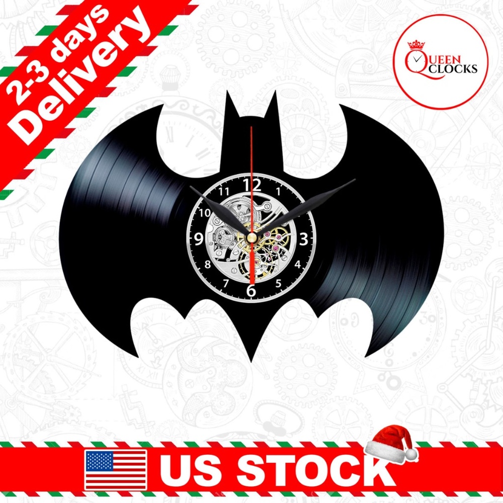 Batman Logo Vinyl Clock Wall Art Decor Symbol Gift